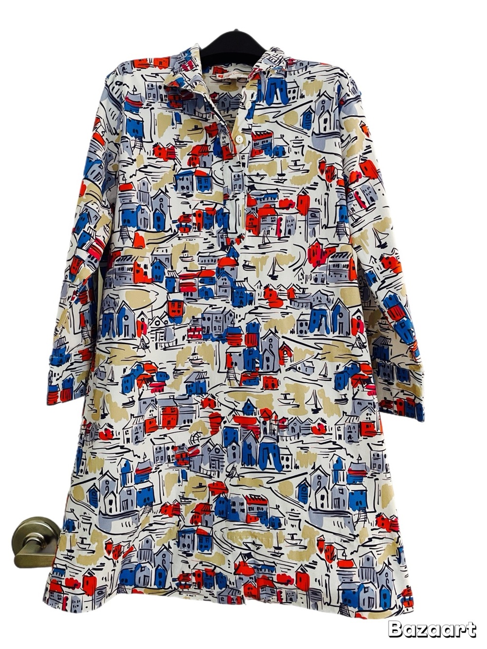 Fabulous Jude Connally White Tunic cotton poplan dress seascape large